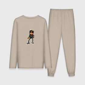 Мужская пижама с лонгсливом хлопок с принтом Subway Surfers ,  |  | Тематика изображения на принте: 