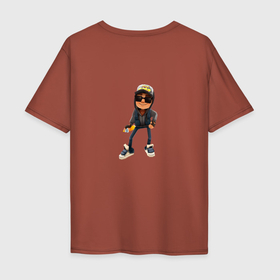 Мужская футболка хлопок Oversize с принтом Subway Surfers в Кировске, 100% хлопок | свободный крой, круглый ворот, “спинка” длиннее передней части | 