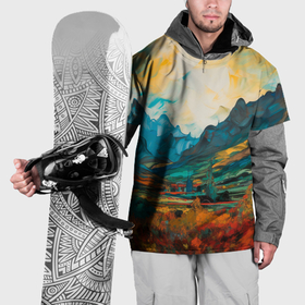 Накидка на куртку 3D с принтом Природный пейзаж маслом , 100% полиэстер |  | 