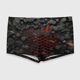 Мужские купальные плавки 3D с принтом Взрыв объемных плит , Полиэстер 85%, Спандекс 15% |  | Тематика изображения на принте: 