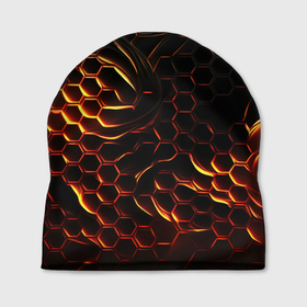 Шапка 3D с принтом Объемные огненные плиты в Курске, 100% полиэстер | универсальный размер, печать по всей поверхности изделия | 