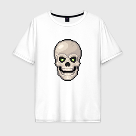 Мужская футболка хлопок Oversize с принтом череп pixel art в Кировске, 100% хлопок | свободный крой, круглый ворот, “спинка” длиннее передней части | 
