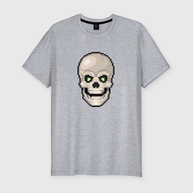 Мужская футболка хлопок Slim с принтом череп pixel art в Кировске, 92% хлопок, 8% лайкра | приталенный силуэт, круглый вырез ворота, длина до линии бедра, короткий рукав | 
