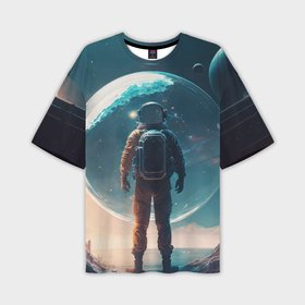 Мужская футболка oversize 3D с принтом Космонавт без головы на другой планете в Санкт-Петербурге,  |  | 