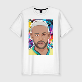 Мужская футболка хлопок Slim с принтом Neymar Jr 10 в Белгороде, 92% хлопок, 8% лайкра | приталенный силуэт, круглый вырез ворота, длина до линии бедра, короткий рукав | Тематика изображения на принте: 