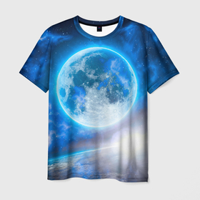 Мужская футболка 3D с принтом Планета сияет в Ухте, 100% полиэфир | прямой крой, круглый вырез горловины, длина до линии бедер | 
