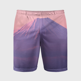 Мужские шорты спортивные с принтом Розовая туманная гора в Тюмени,  |  | 