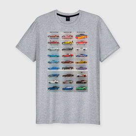 Мужская футболка хлопок Slim с принтом Hot Wheels   collection Автомобили на полке в Курске, 92% хлопок, 8% лайкра | приталенный силуэт, круглый вырез ворота, длина до линии бедра, короткий рукав | 