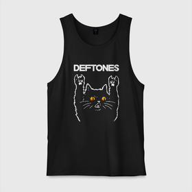 Мужская майка хлопок с принтом Deftones rock cat в Курске, 100% хлопок |  | Тематика изображения на принте: 