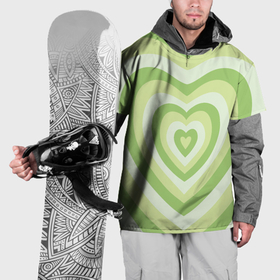 Накидка на куртку 3D с принтом Зеленые сердца   индикид паттерн в Новосибирске, 100% полиэстер |  | Тематика изображения на принте: 