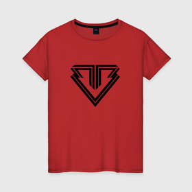 Женская футболка хлопок с принтом Big bang логотип в Курске, 100% хлопок | прямой крой, круглый вырез горловины, длина до линии бедер, слегка спущенное плечо | 