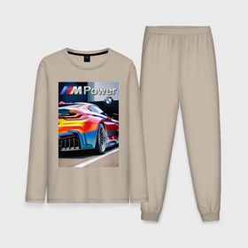 Мужская пижама с лонгсливом хлопок с принтом BMW M Power   motorsport ,  |  | 