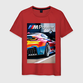 Мужская футболка хлопок с принтом BMW M Power   motorsport в Курске, 100% хлопок | прямой крой, круглый вырез горловины, длина до линии бедер, слегка спущенное плечо. | Тематика изображения на принте: 