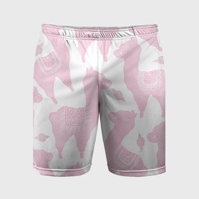 Мужские шорты спортивные с принтом Розовые альпаки   паттерн в Петрозаводске,  |  | 