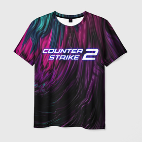 Мужская футболка 3D с принтом Counter strike 2 цветная абстракция в Белгороде, 100% полиэфир | прямой крой, круглый вырез горловины, длина до линии бедер | 