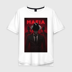 Мужская футболка хлопок Oversize с принтом Мафия анонимусов в Новосибирске, 100% хлопок | свободный крой, круглый ворот, “спинка” длиннее передней части | Тематика изображения на принте: 