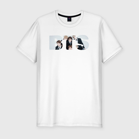 Мужская футболка хлопок Slim с принтом BTS art в Екатеринбурге, 92% хлопок, 8% лайкра | приталенный силуэт, круглый вырез ворота, длина до линии бедра, короткий рукав | Тематика изображения на принте: 
