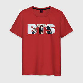 Мужская футболка хлопок с принтом BTS art в Екатеринбурге, 100% хлопок | прямой крой, круглый вырез горловины, длина до линии бедер, слегка спущенное плечо. | Тематика изображения на принте: 