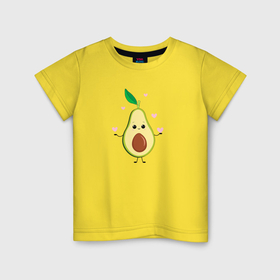 Детская футболка хлопок с принтом Авокадо с сердечками в Петрозаводске, 100% хлопок | круглый вырез горловины, полуприлегающий силуэт, длина до линии бедер | Тематика изображения на принте: 