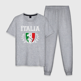 Мужская пижама хлопок с принтом Italy map в Курске, 100% хлопок | брюки и футболка прямого кроя, без карманов, на брюках мягкая резинка на поясе и по низу штанин
 | Тематика изображения на принте: 