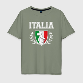 Мужская футболка хлопок Oversize с принтом Italy map в Курске, 100% хлопок | свободный крой, круглый ворот, “спинка” длиннее передней части | 