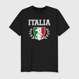 Мужская футболка хлопок Slim с принтом Italy map в Курске, 92% хлопок, 8% лайкра | приталенный силуэт, круглый вырез ворота, длина до линии бедра, короткий рукав | 
