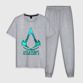 Мужская пижама хлопок с принтом Assassins Creed art в Курске, 100% хлопок | брюки и футболка прямого кроя, без карманов, на брюках мягкая резинка на поясе и по низу штанин
 | 