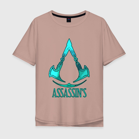 Мужская футболка хлопок Oversize с принтом Assassins Creed art в Курске, 100% хлопок | свободный крой, круглый ворот, “спинка” длиннее передней части | 