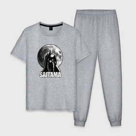 Мужская пижама хлопок с принтом Сайтама   луна , 100% хлопок | брюки и футболка прямого кроя, без карманов, на брюках мягкая резинка на поясе и по низу штанин
 | Тематика изображения на принте: 