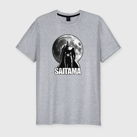Мужская футболка хлопок Slim с принтом Сайтама   луна в Санкт-Петербурге, 92% хлопок, 8% лайкра | приталенный силуэт, круглый вырез ворота, длина до линии бедра, короткий рукав | 