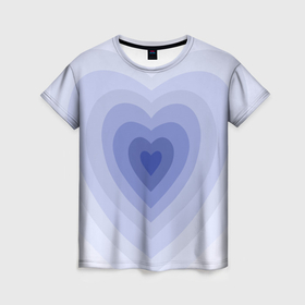 Женская футболка 3D с принтом Голубое сердце градиент , 100% полиэфир ( синтетическое хлопкоподобное полотно) | прямой крой, круглый вырез горловины, длина до линии бедер | 
