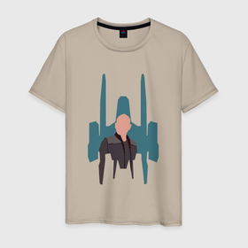 Мужская футболка хлопок с принтом Звездный путь Пикард в Курске, 100% хлопок | прямой крой, круглый вырез горловины, длина до линии бедер, слегка спущенное плечо. | 