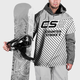 Накидка на куртку 3D с принтом Символ Counter Strike 2 на светлом фоне с полосами в Тюмени, 100% полиэстер |  | 