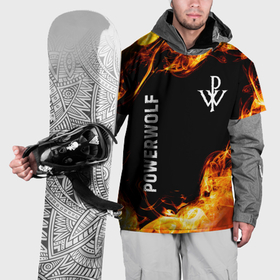 Накидка на куртку 3D с принтом Powerwolf и пылающий огонь в Белгороде, 100% полиэстер |  | 