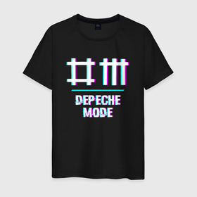 Мужская футболка хлопок с принтом Depeche Mode glitch rock в Петрозаводске, 100% хлопок | прямой крой, круглый вырез горловины, длина до линии бедер, слегка спущенное плечо. | 