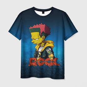 Мужская футболка 3D с принтом Rock music Simpsons в Белгороде, 100% полиэфир | прямой крой, круглый вырез горловины, длина до линии бедер | Тематика изображения на принте: 