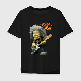 Мужская футболка хлопок Oversize с принтом Rock Simpsons  style в Петрозаводске, 100% хлопок | свободный крой, круглый ворот, “спинка” длиннее передней части | 