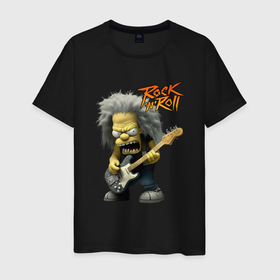 Мужская футболка хлопок с принтом Rock Simpsons  style в Белгороде, 100% хлопок | прямой крой, круглый вырез горловины, длина до линии бедер, слегка спущенное плечо. | Тематика изображения на принте: 