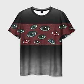 Мужская футболка 3D с принтом Всевидящие глаза в Курске, 100% полиэфир | прямой крой, круглый вырез горловины, длина до линии бедер | 