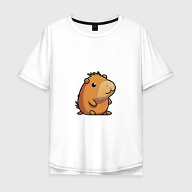 Мужская футболка хлопок Oversize с принтом Capybara , 100% хлопок | свободный крой, круглый ворот, “спинка” длиннее передней части | 