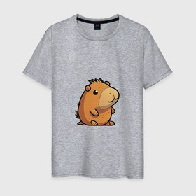 Мужская футболка хлопок с принтом Capybara в Белгороде, 100% хлопок | прямой крой, круглый вырез горловины, длина до линии бедер, слегка спущенное плечо. | 