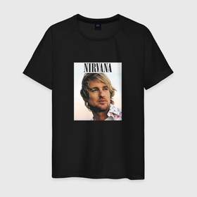 Мужская футболка хлопок с принтом Nirvana Оуэн Уилсон пародия , 100% хлопок | прямой крой, круглый вырез горловины, длина до линии бедер, слегка спущенное плечо. | 