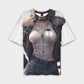 Мужская футболка oversize 3D Девушка с ушами кошки: в городе Новоалтайск,  |  |