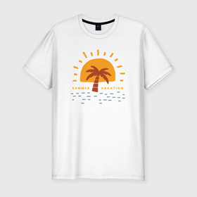 Мужская футболка хлопок Slim с принтом Summer vacation в Курске, 92% хлопок, 8% лайкра | приталенный силуэт, круглый вырез ворота, длина до линии бедра, короткий рукав | 