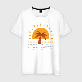 Мужская футболка хлопок с принтом Summer vacation в Кировске, 100% хлопок | прямой крой, круглый вырез горловины, длина до линии бедер, слегка спущенное плечо. | 