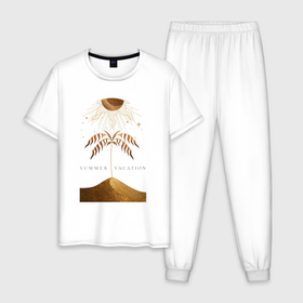 Мужская пижама хлопок с принтом Summer vacation в Курске, 100% хлопок | брюки и футболка прямого кроя, без карманов, на брюках мягкая резинка на поясе и по низу штанин
 | 