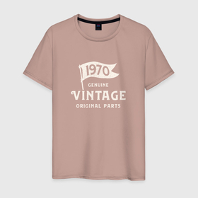 Мужская футболка хлопок с принтом 1970 подлинный винтаж   оригинальные детали в Тюмени, 100% хлопок | прямой крой, круглый вырез горловины, длина до линии бедер, слегка спущенное плечо. | 