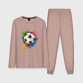 Мужская пижама с лонгсливом хлопок с принтом Яркий футбольный мяч в Курске,  |  | Тематика изображения на принте: 
