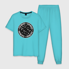 Мужская пижама хлопок с принтом Близнецы   знак зодиака в Екатеринбурге, 100% хлопок | брюки и футболка прямого кроя, без карманов, на брюках мягкая резинка на поясе и по низу штанин
 | 