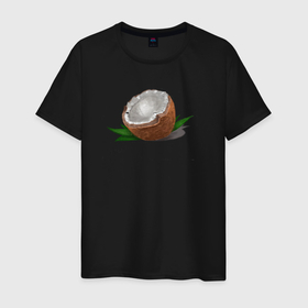 Мужская футболка хлопок с принтом Скетч Кокос в Екатеринбурге, 100% хлопок | прямой крой, круглый вырез горловины, длина до линии бедер, слегка спущенное плечо. | 